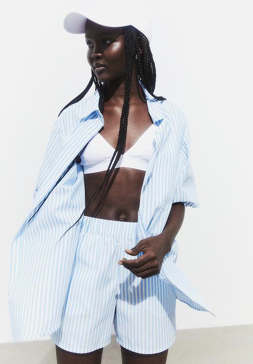 H&M - Pull-on shorts - light blue & white striped