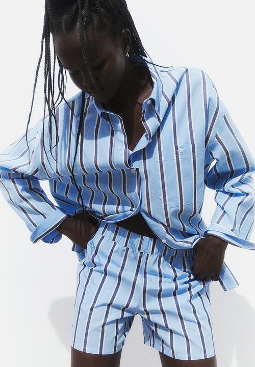 H&M - Pull-on shorts - light blue & white striped
