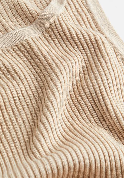 H&M - Rib-knit bodycon dress - light beige
