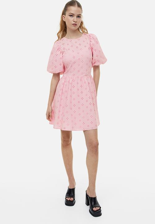 H&M - Puff-sleeved dress - light pink