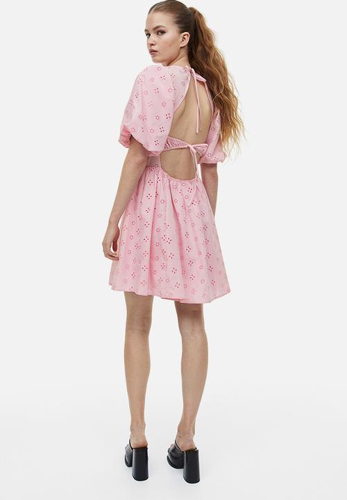 H&M - Puff-sleeved dress - light pink