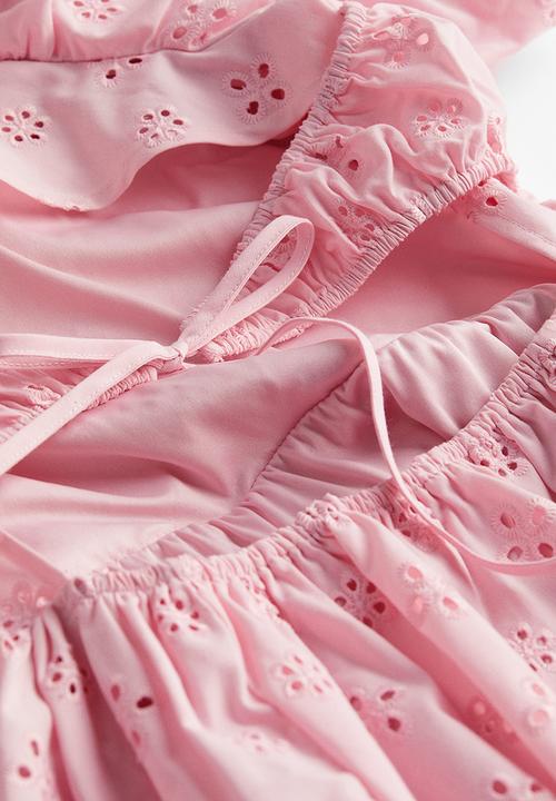 H&M - Puff-sleeved dress - light pink