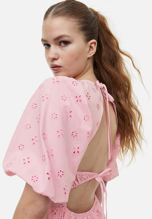 H&M - Puff-sleeved dress - light pink