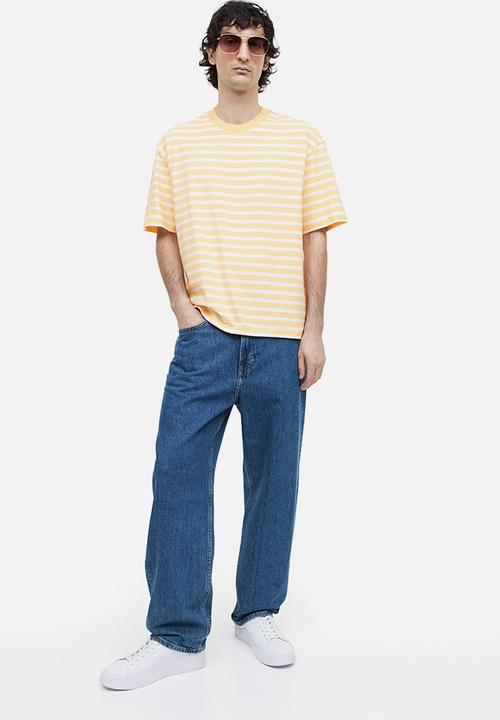 H&M - Relaxed fit cotton t-shirt - white & yellow 