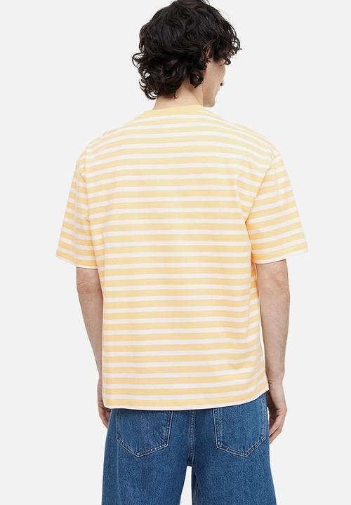 H&M - Relaxed fit cotton t-shirt - white & yellow 