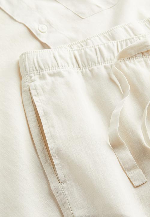 H&M - Relaxed fit linen-blend pyjamas - light beige