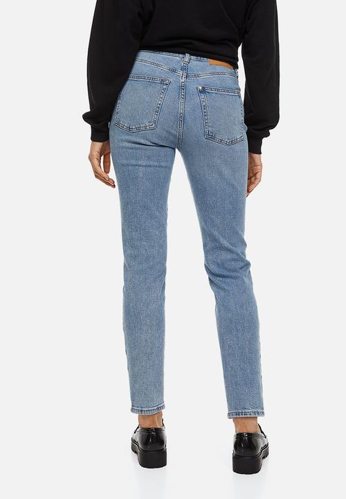 H&M - Mom fit ultra high ankle jeans - light denim blue washed