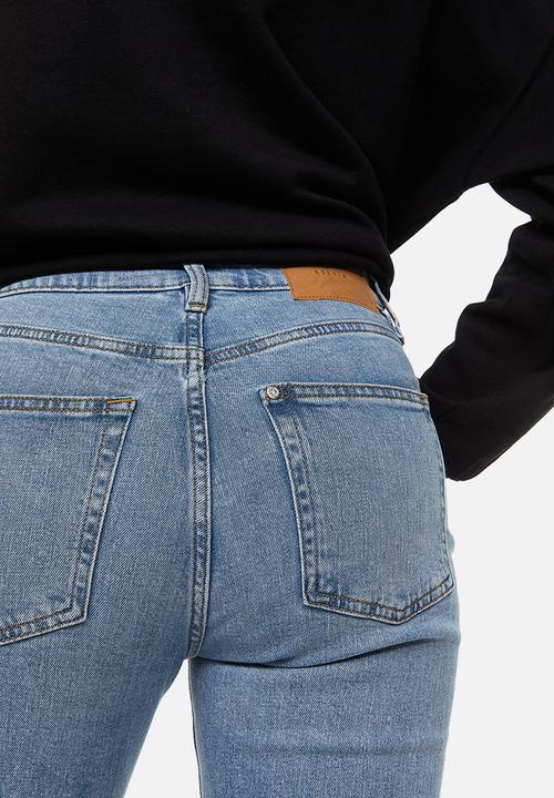 H&M - Mom fit ultra high ankle jeans - light denim blue washed