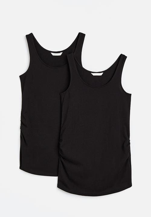 H&M - Mama 2 pack cotton vest tops - black