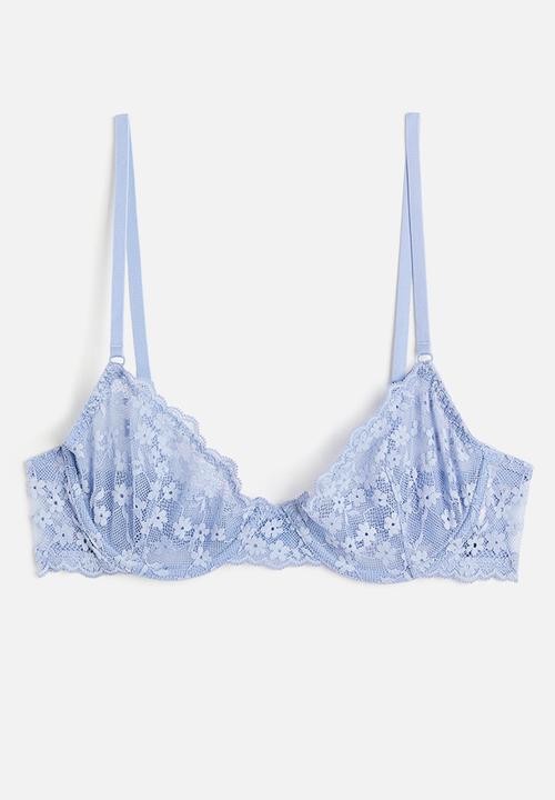 H&M - Non-padded underwired lace bra - light blue
