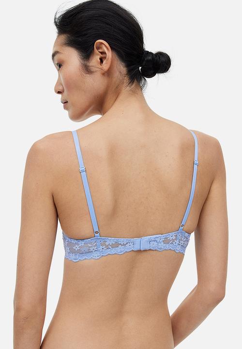H&M - Non-padded underwired lace bra - light blue