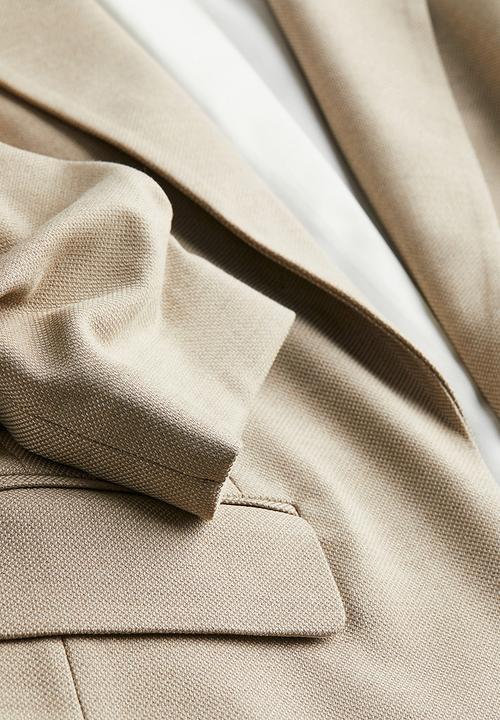 H&M - Gathered-sleeve blazer - beige