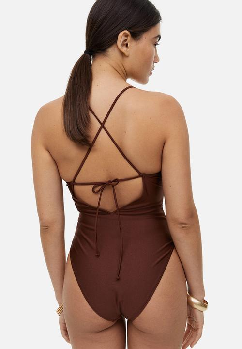 H&M - High leg swimsuit - brown