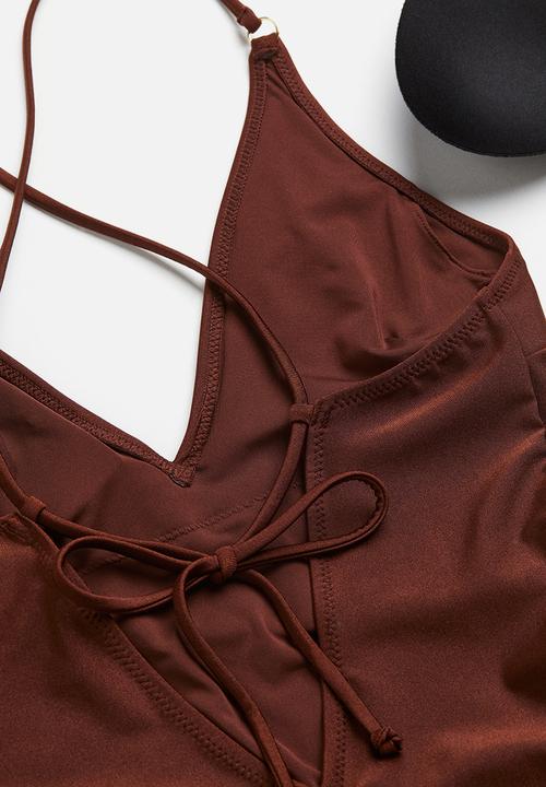 H&M - High leg swimsuit - brown