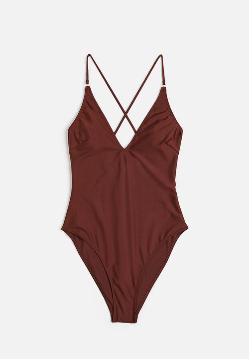 H&M - High leg swimsuit - brown