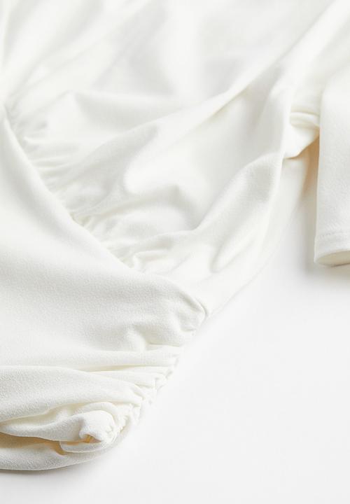 H&M - Gathered cropped top - white