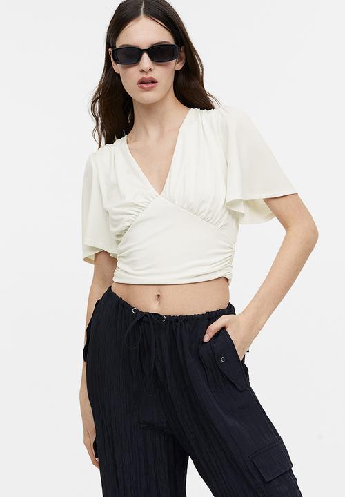 H&M - Gathered cropped top - white