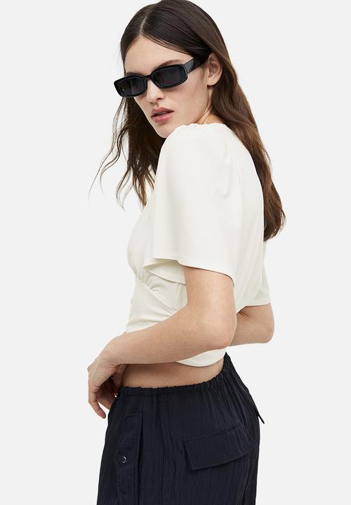 H&M - Gathered cropped top - white