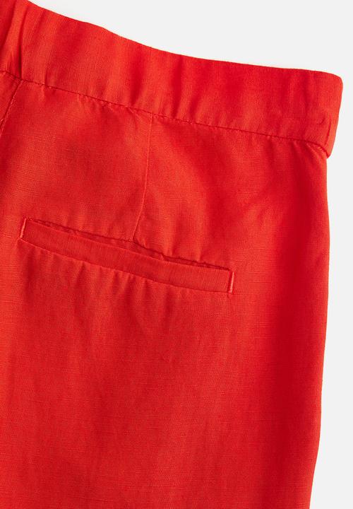 H&M - Flared linen-blend trousers - red
