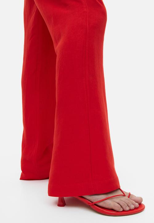 H&M - Flared linen-blend trousers - red