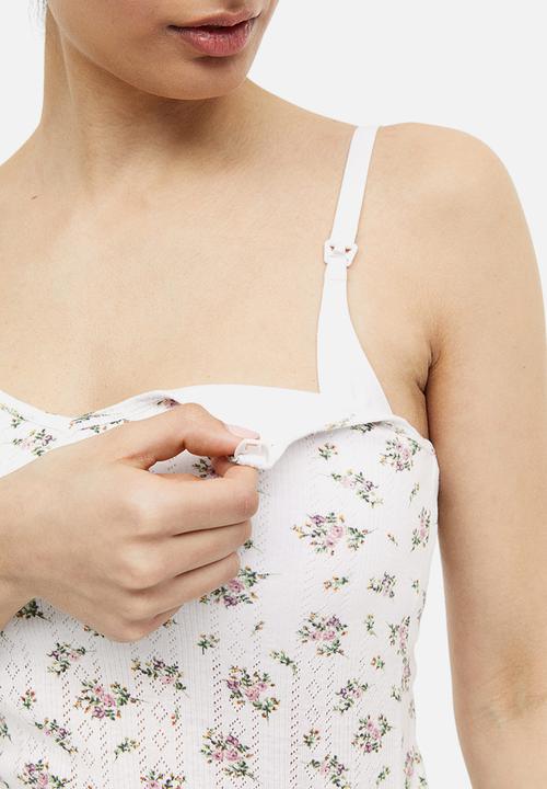 H&M - Mama 2 pack nursing vest tops - white small flowers