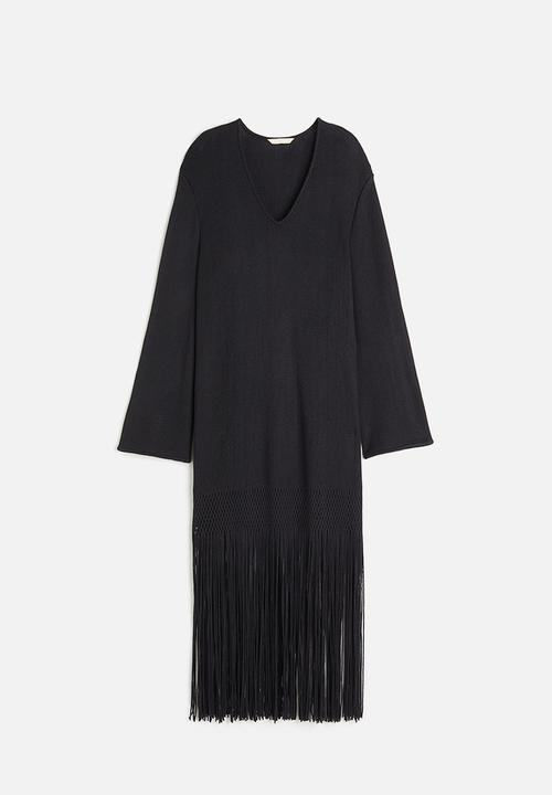 H&M - Fringe-trimmed dress - black