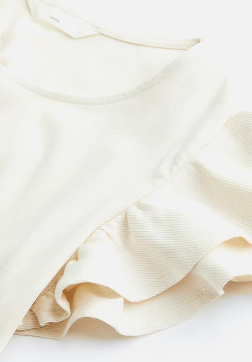 H&M - Mama flutter-sleeved jersey top - white