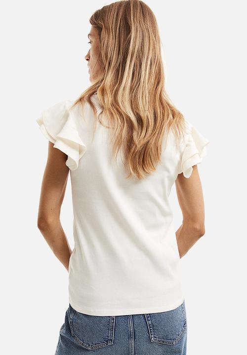 H&M - Mama flutter-sleeved jersey top - white