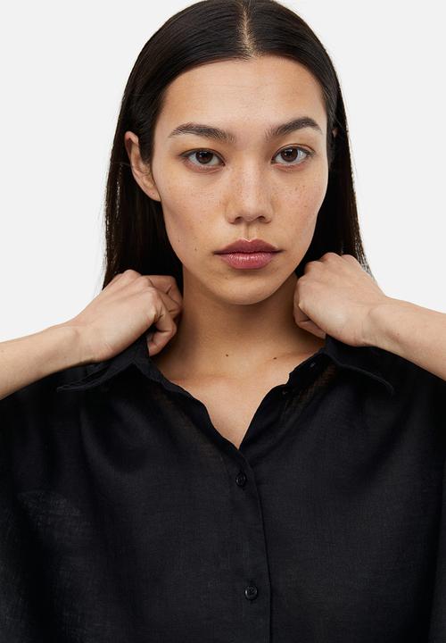 H&M - Oversized linen shirt - black