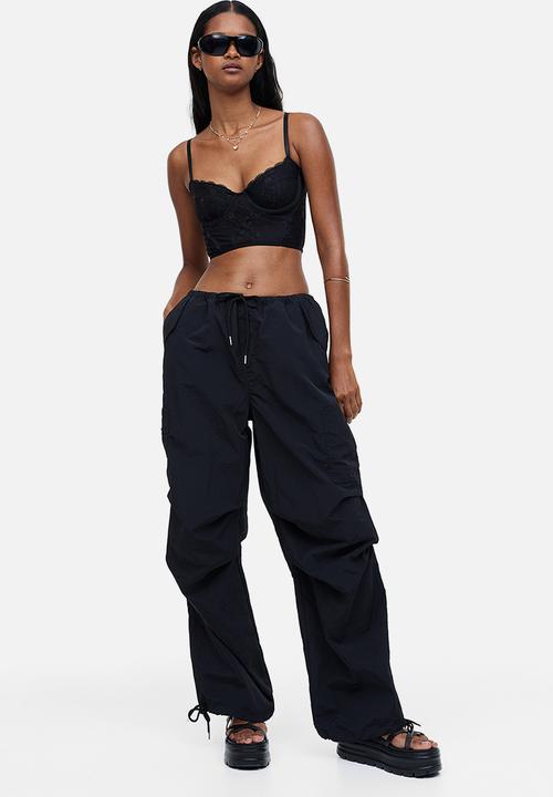 H&M - Nylon parachute trousers - black