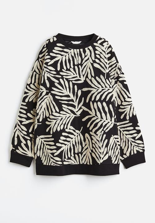 H&M - Oversized embroidered sweatshirt - black embroidered