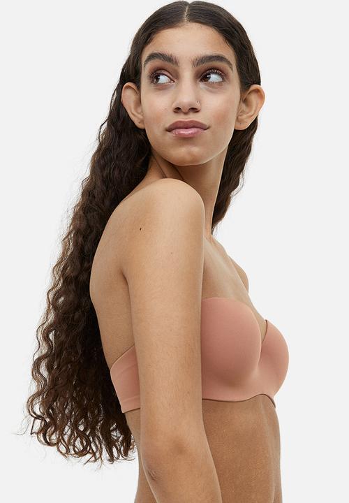 H&M - Padded balconette bra - dark beige 