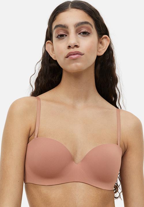 H&M - Padded balconette bra - dark beige 