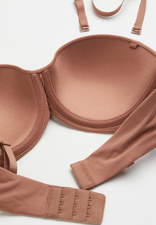 H&M - Padded balconette bra - dark beige 