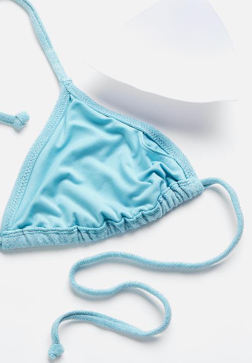 H&M - Padded triangle bikini top - light turquoise glittery