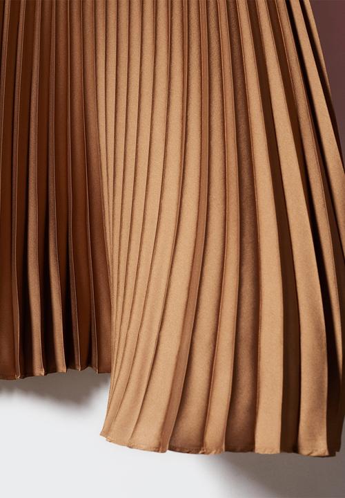 MANGO - Skirt plisado - light/pastel brown