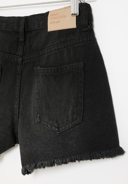 MINOTI - Girls black basic denim short - black denim