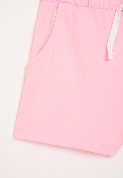 MINOTI - Girls pink basic jersey short - neon pale pink