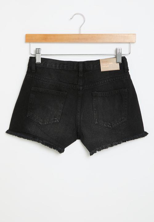 MINOTI - Girls black basic denim short - black denim
