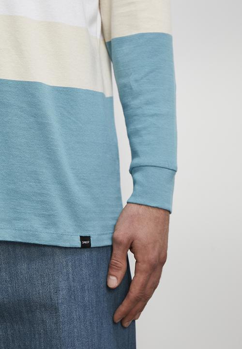 Superbalist - Siya long sleeve rugby stripe tee - khaki & ecru