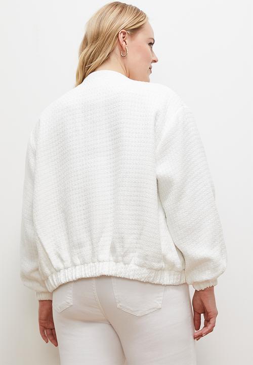 edit - Tweed bomber - white