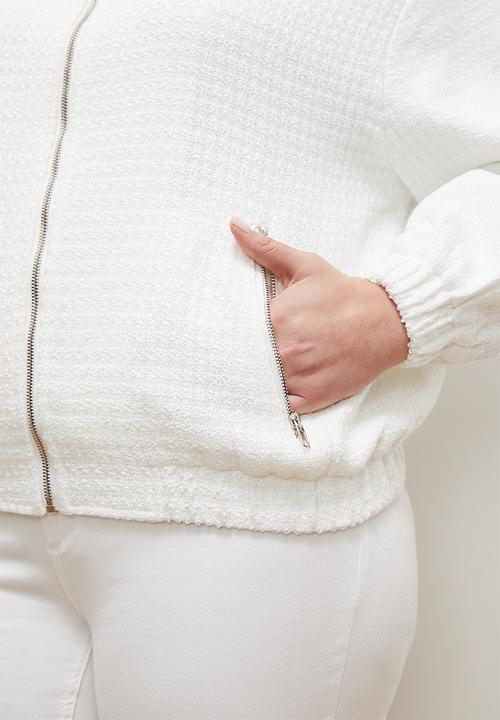 edit - Tweed bomber - white