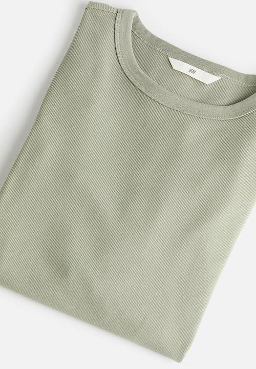 H&M - Ribbed modal-blend top - sage green