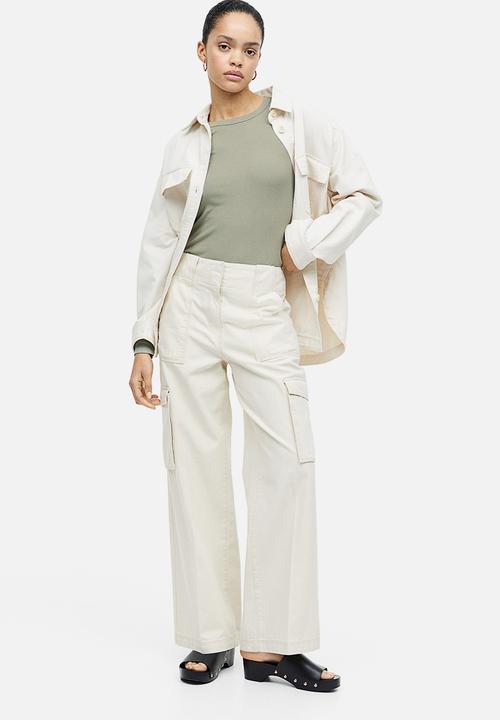 H&M - Ribbed modal-blend top - sage green
