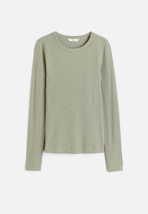 H&M - Ribbed modal-blend top - sage green