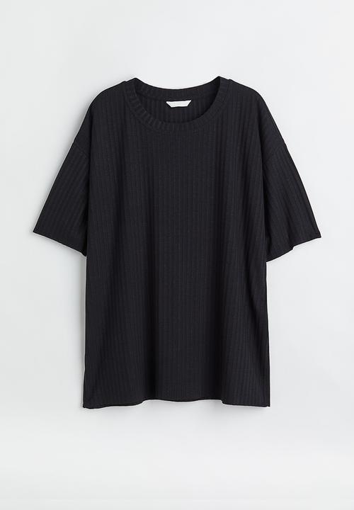 H&M - Ribbed T-shirt - black
