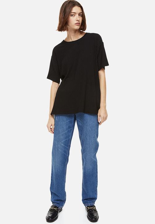 H&M - Ribbed T-shirt - black