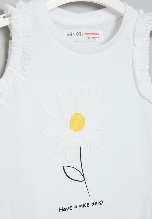 MINOTI - Crochet applique daisy vest - white
