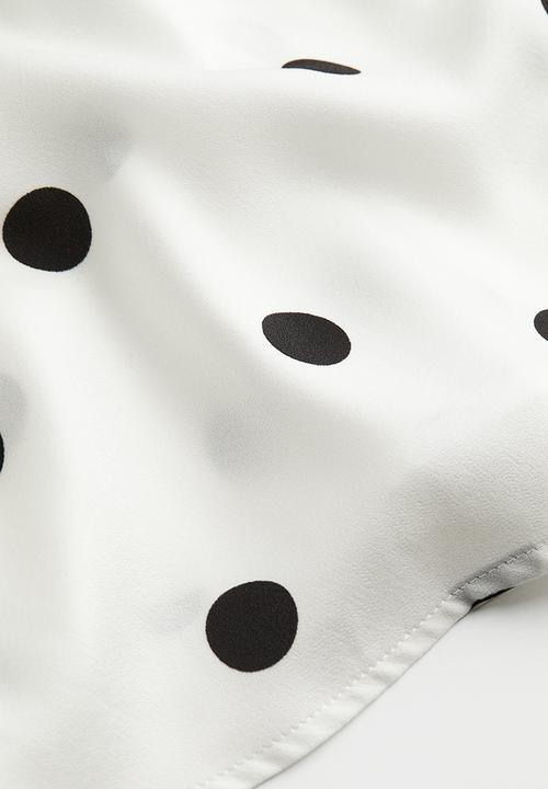 H&M - Satin wrap shirt dress - white spotted 