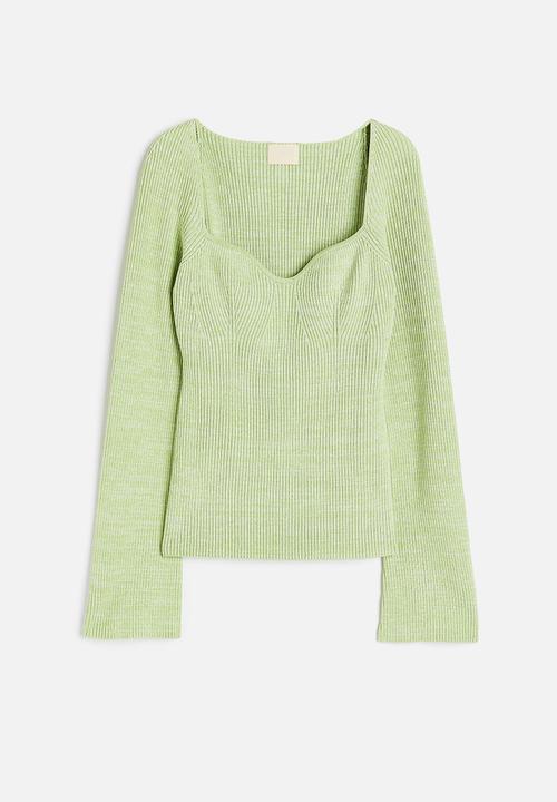 H&M - Rib-knit top - light green marl